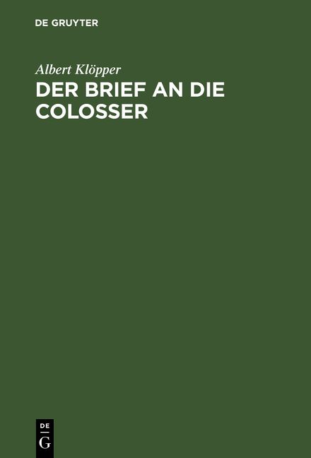 Produktbild: Der Brief an die Colosser