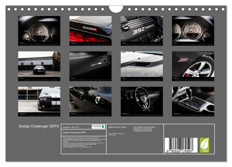 Produktbild: Dodge Challenger SRT8 (Wandkalender 2026 DIN A4 quer), CALVENDO Monatskalender