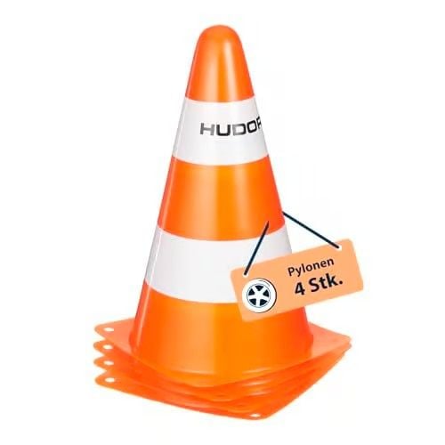 Produktbild: Hudora 76105 - Pylonen orange/wei&szlig; 22,5 cm, 4er Set