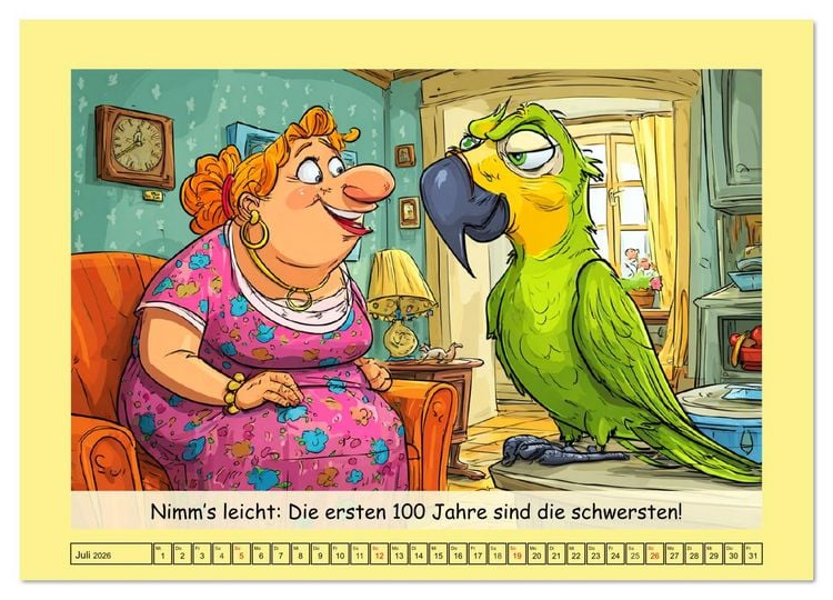 Produktbild: Witzige Cartoons und Spr&uuml;che. Das lustige Leben mit einem Vogel (hochwertiger Premium Wandkalender 2026 DIN A2 quer), Kunstdruck in Hochglanz