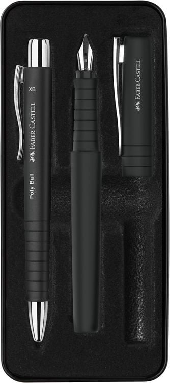 Produktbild: Faber-Castell Geschenkset F&uuml;ller + Kugelschreiber Poly Ball Pen black