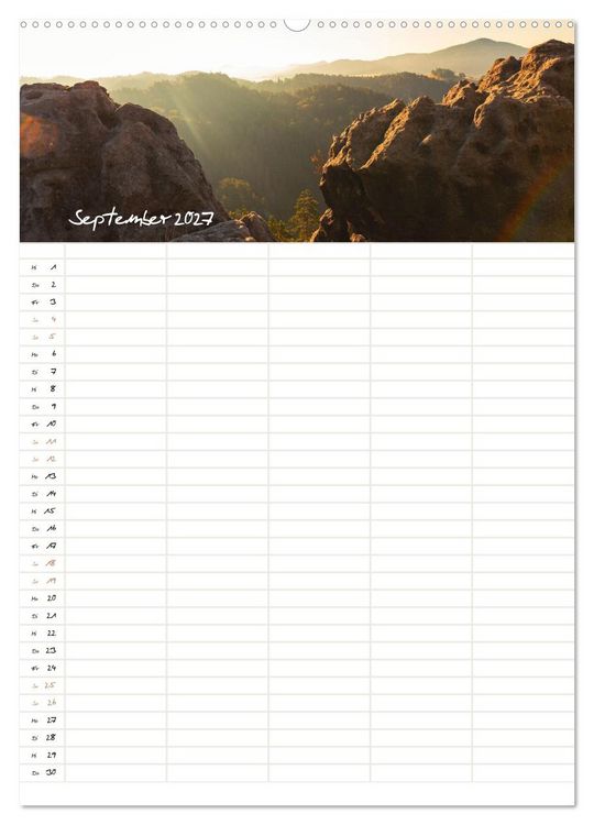 Produktbild: Familienkalender - S&auml;chsische und B&ouml;hmische Schweiz (Wandkalender 2027 DIN A2 hoch), CALVENDO Monatskalender