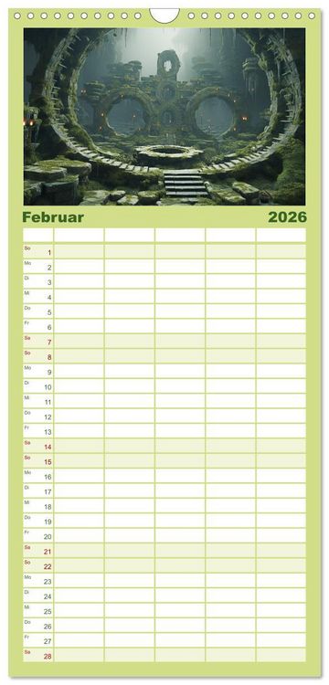 Produktbild: Familienplaner 2026 - Irrg&auml;rten und Labyrinthe mit 5 Spalten (Wandkalender, 21 x 45 cm) CALVENDO