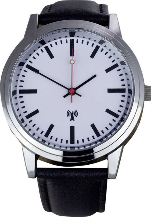 Produktbild: EUROTIME Funk Armbanduhr 62528 (&Oslash; x H) 40 mm x 11 mm Edelstahl Geh&auml;usematerial=Metall Material (Armband)=Leder