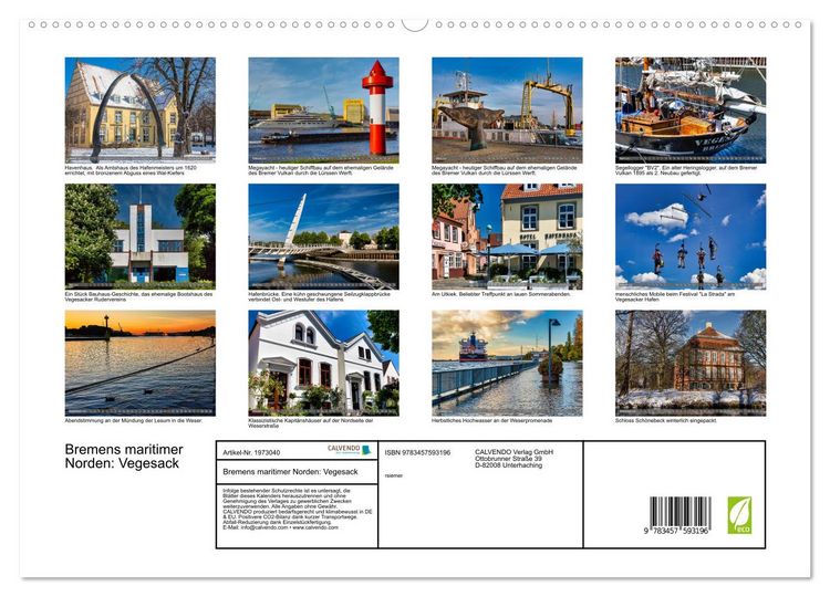 Produktbild: Bremens maritimer Norden: Vegesack (hochwertiger Premium Wandkalender 2026 DIN A2 quer), Kunstdruck in Hochglanz
