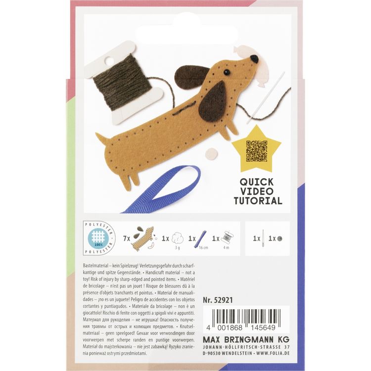 Produktbild: Folia Mini Filzinies Dackel 12 Teile