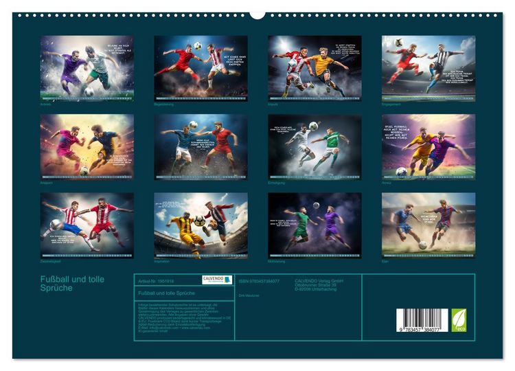 Produktbild: Fu&szlig;ball und tolle Spr&uuml;che (hochwertiger Premium Wandkalender 2026 DIN A2 quer), Kunstdruck in Hochglanz