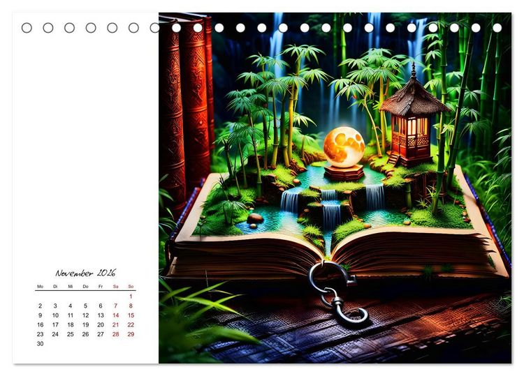 Produktbild: Fantastische surreale B&uuml;cherwelten (Tischkalender 2026 DIN A5 quer), CALVENDO Monatskalender