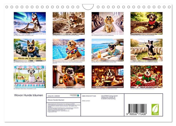 Produktbild: Wovon Hunde tr&auml;umen (Wandkalender 2027 DIN A4 quer), CALVENDO Monatskalender