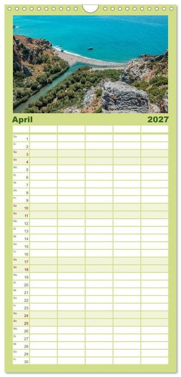 Produktbild: Familienplaner 2027 - Kreta - Die sch&ouml;nsten Str&auml;nde mit 5 Spalten (Wandkalender, 21 x 45 cm) CALVENDO