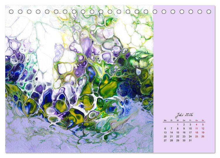 Produktbild: Farbfantasien - Pouring (Tischkalender 2026 DIN A5 quer), CALVENDO Monatskalender