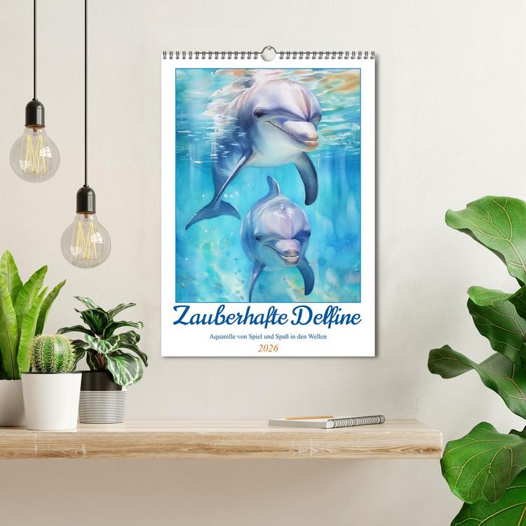 Produktbild: Zauberhafte Delfine. Aquarelle von Spiel und Spa&szlig; in den Wellen (Wandkalender 2026 DIN A3 hoch), CALVENDO Monatskalender