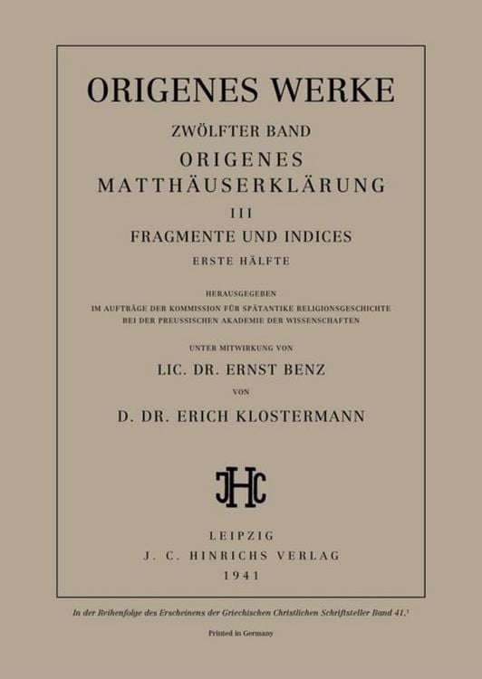 Produktbild: Origenes Matth&auml;userkl&auml;rung III: Fragmente und Indices, Erste H&auml;lfte