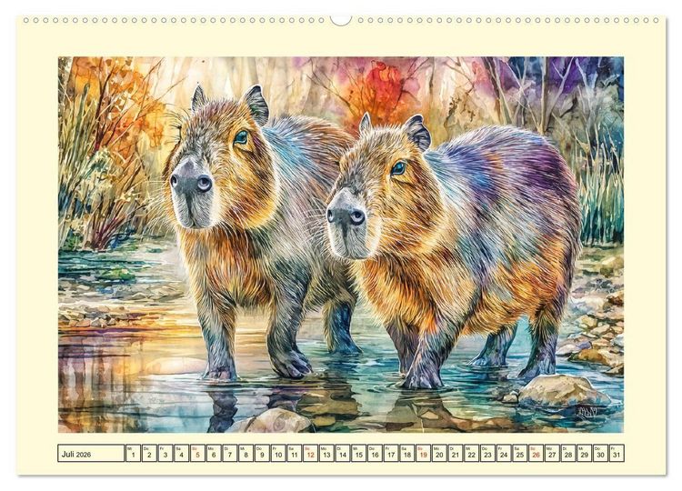 Produktbild: Wasserschweine. Bezaubernde Capybaras in der Natur (Wandkalender 2026 DIN A2 quer), CALVENDO Monatskalender