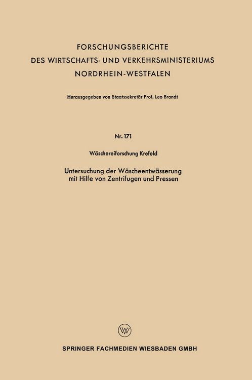 Produktbild: Untersuchung der W&auml;scheentw&auml;sserung mit Hilfe von Zentrifugen und Pressen