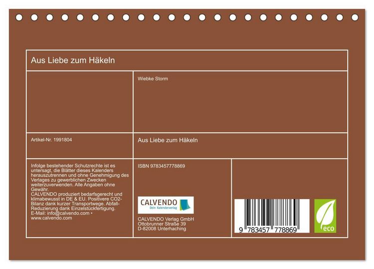 Produktbild: Aus Liebe zum H&auml;keln (Tischkalender 2026 DIN A5 quer), CALVENDO Monatskalender