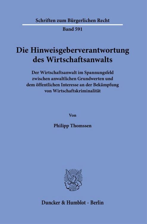 Produktbild: Die Hinweisgeberverantwortung des Wirtschaftsanwalts