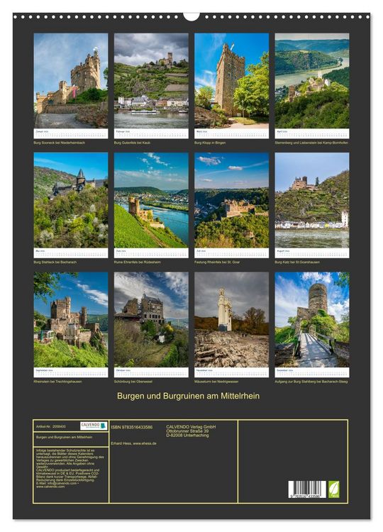 Produktbild: Burgen und Burgruinen am Mittelrhein (Wandkalender 2026 DIN A2 hoch), CALVENDO Monatskalender