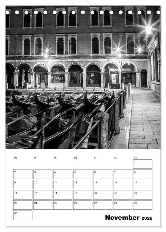 Produktbild: MONOCHROMES VENEDIG Klassische Momente (Tischkalender 2026 DIN A5 hoch), CALVENDO Monatskalender