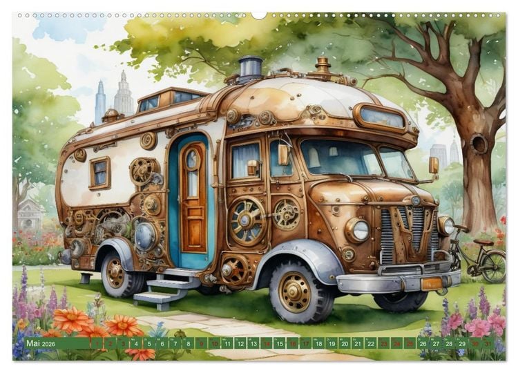 Produktbild: Steampunk Wohnmobile (Wandkalender 2026 DIN A2 quer), CALVENDO Monatskalender