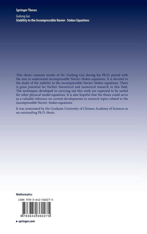 Produktbild: Stability to the Incompressible Navier-Stokes Equations