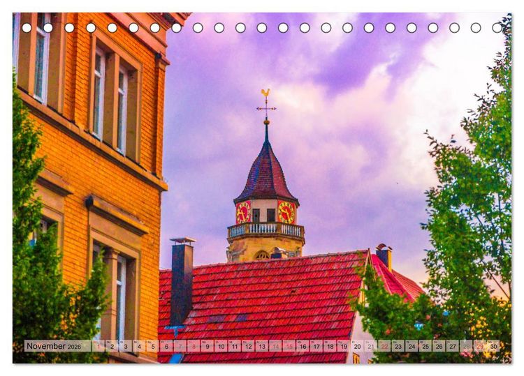 Produktbild: Leonberg - Altstadt in Abendstimmung (Tischkalender 2026 DIN A5 quer), CALVENDO Monatskalender