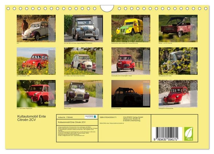 Produktbild: Kultautomobil Ente Citro&euml;n 2CV (Wandkalender 2025 DIN A4 quer), CALVENDO Monatskalender
