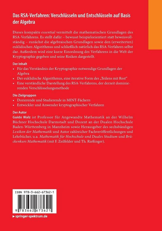 Produktbild: Das RSA-Verfahren: Verschl&uuml;sseln und Entschl&uuml;sseln auf Basis der Algebra