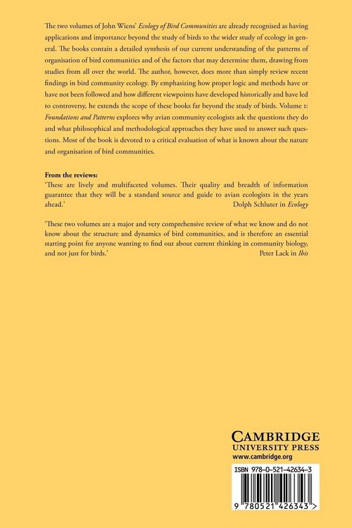 Produktbild: The Ecology of Bird Communities