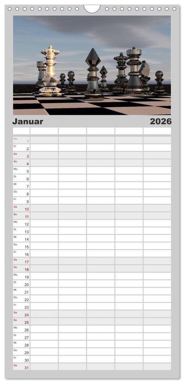 Produktbild: Familienplaner 2026 - SCHACH - Spiel der K&ouml;nige mit 5 Spalten (Wandkalender, 21 x 45 cm) CALVENDO