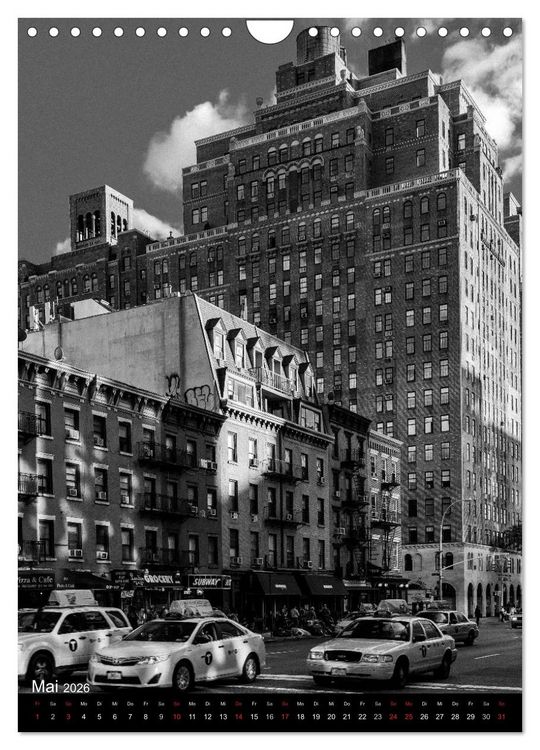 Produktbild: New York City Schwarz auf Wei&szlig; (Wandkalender 2026 DIN A4 hoch), CALVENDO Monatskalender