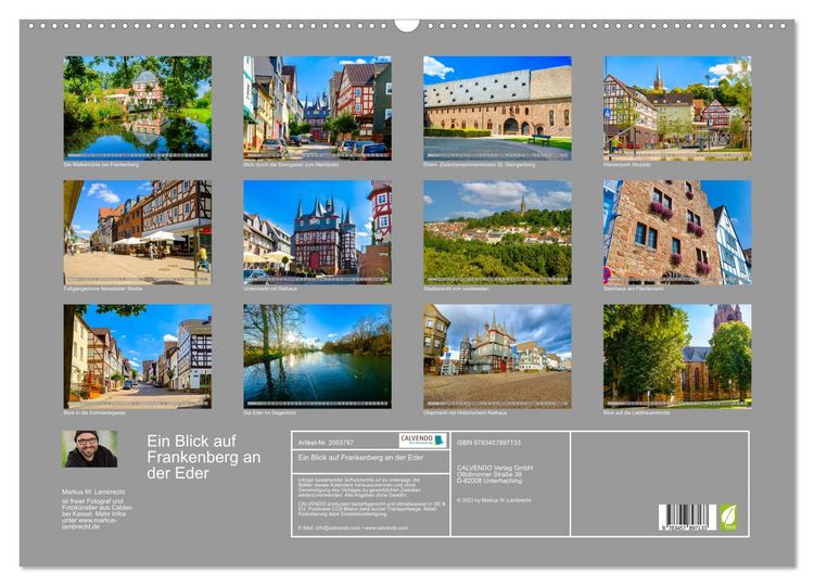 Produktbild: Ein Blick auf Frankenberg an der Eder (Wandkalender 2026 DIN A2 quer), CALVENDO Monatskalender