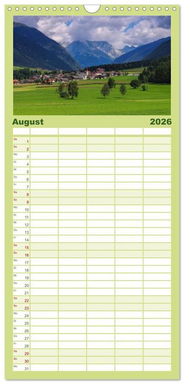 Produktbild: Familienplaner 2026 - Pustertal - Das gr&uuml;ne Tal S&uuml;dtirols mit 5 Spalten (Wandkalender, 21 x 45 cm) CALVENDO