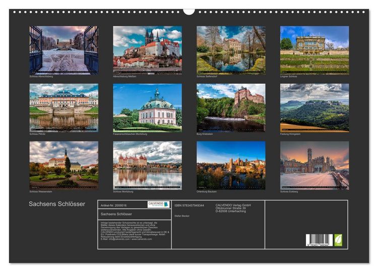 Produktbild: Sachsens Schl&ouml;sser (Wandkalender 2026 DIN A2 quer), CALVENDO Monatskalender