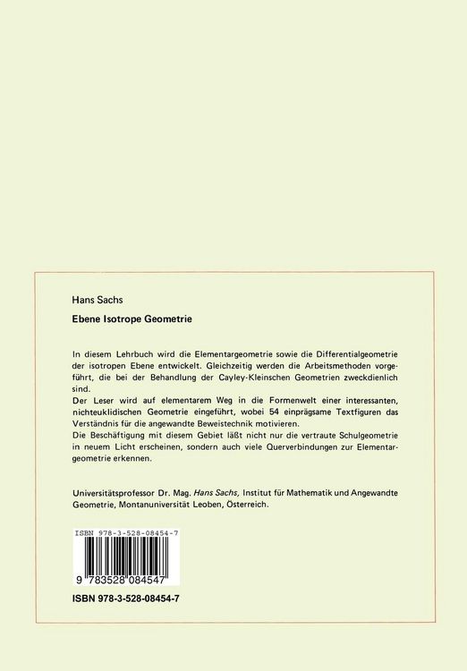 Produktbild: Ebene Isotrope Geometrie