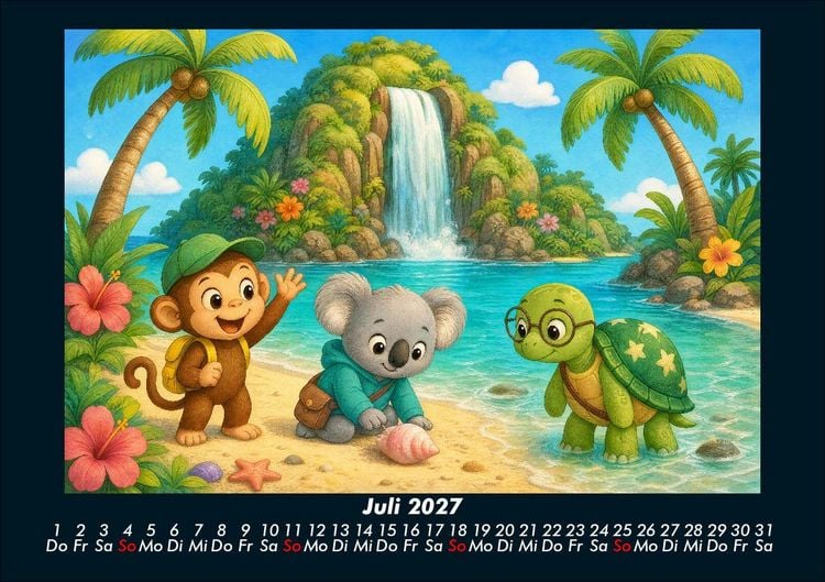 Produktbild: Wasserf&auml;lle der Fantasie mit Milo, Kiki & Taz 2027 Fotokalender DIN A5