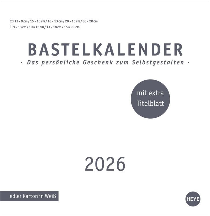 Produktbild: Premium-Bastelkalender weiß groß 2026