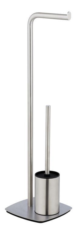 Produktbild: Stand WC-Garnitur Mod. Iria, Edelstahl matt, mit WC-Papierrollenhalter und WC-B&uuml;rste