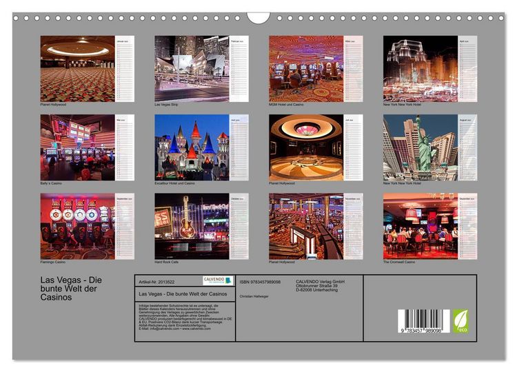 Produktbild: Las Vegas - Die bunte Welt der Casinos (Wandkalender 2026 DIN A3 quer), CALVENDO Monatskalender