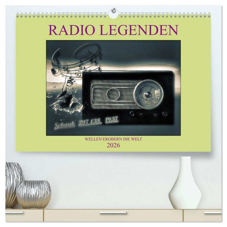 Produktbild: RADIO LEGENDEN (hochwertiger Premium Wandkalender 2026 DIN A2 quer), Kunstdruck in Hochglanz