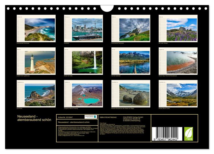 Produktbild: Neuseeland - atemberaubend sch&ouml;n (Wandkalender 2026 DIN A4 quer), CALVENDO Monatskalender