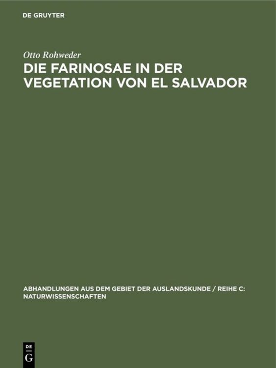 Produktbild: Die Farinosae in der Vegetation von El Salvador