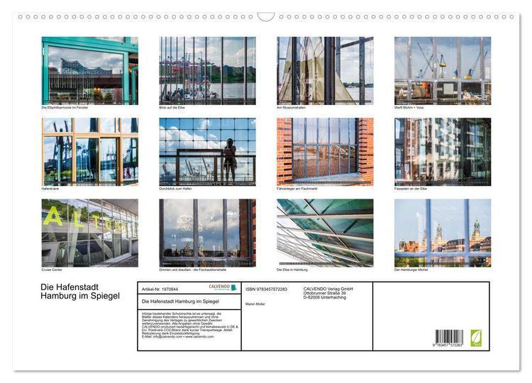 Produktbild: Die Hafenstadt Hamburg im Spiegel (Wandkalender 2026 DIN A2 quer), CALVENDO Monatskalender