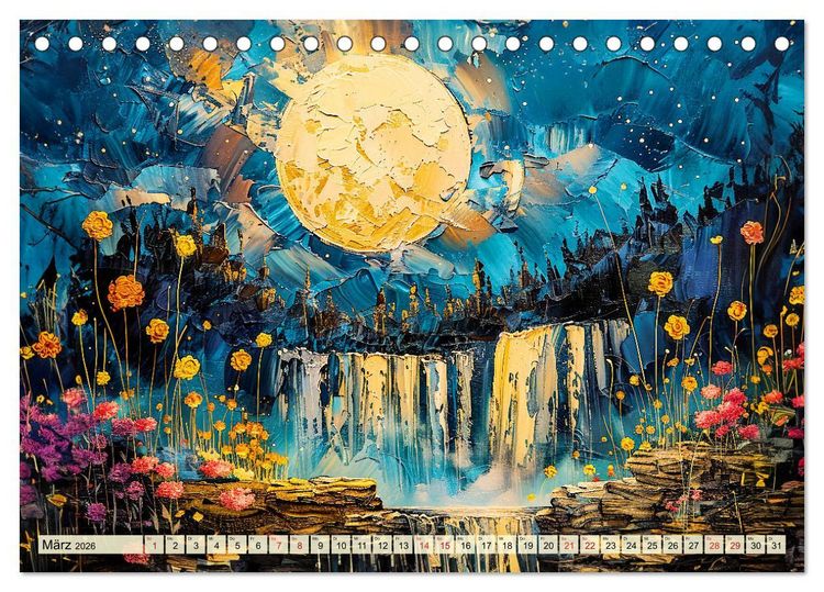 Produktbild: Blumenn&auml;chte im Mondlicht - Poesie des Himmels und der Erde (Tischkalender 2026 DIN A5 quer), CALVENDO Monatskalender