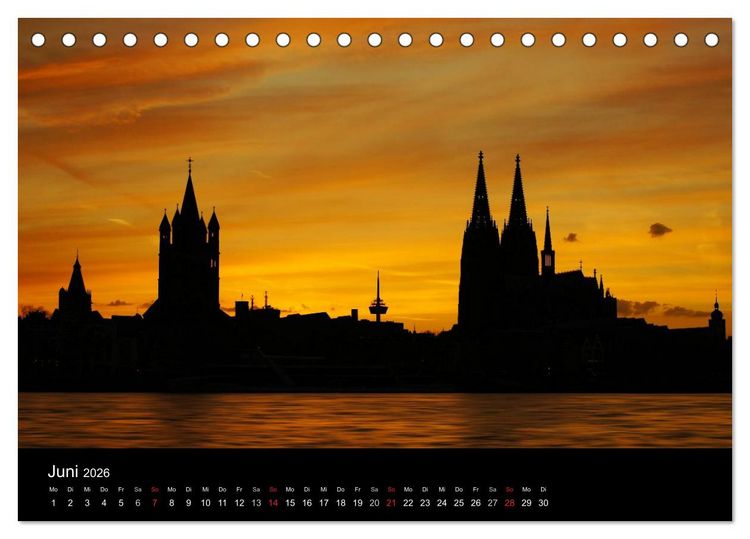 Produktbild: k&ouml;ln dunkel bunt - Die Stadt in anderem Licht! (Tischkalender 2026 DIN A5 quer), CALVENDO Monatskalender