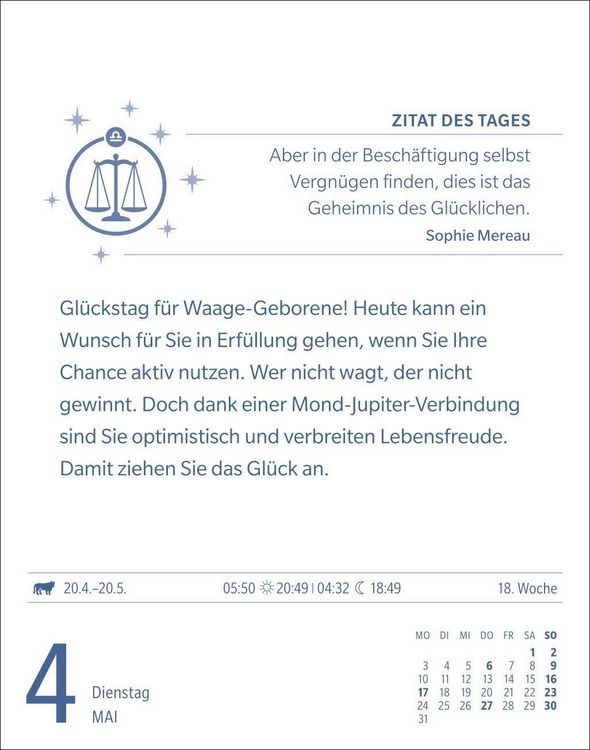 Produktbild: Waage Sternzeichenkalender 2027 - Tagesabrei&szlig;kalender - Ihr Horoskop f&uuml;r jeden Tag