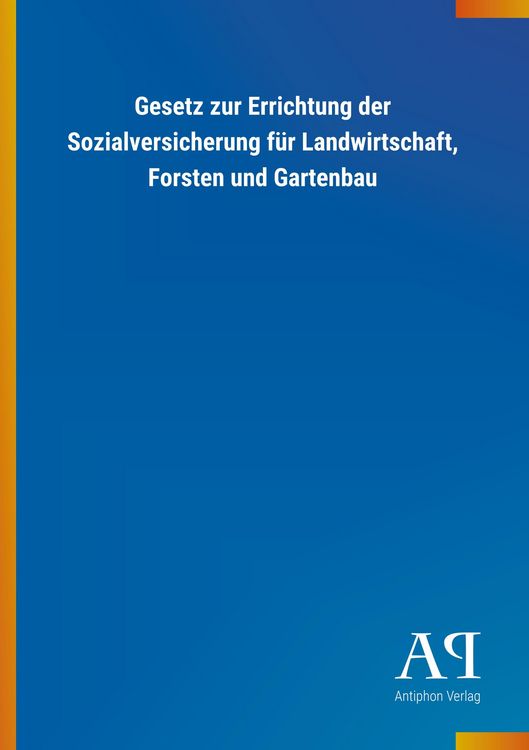 Produktbild: Gesetz zur Errichtung der Sozialversicherung f&uuml;r Landwirtsch
