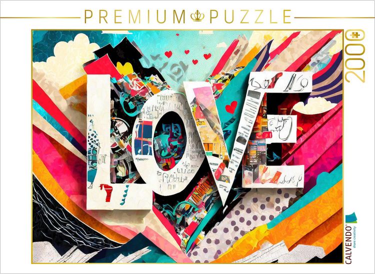 Produktbild: CALVENDO Puzzle Buntes gerissenes Papier Design mit Text Love | 2000 Teile Lege-Gr&ouml;&szlig;e 90x67cm Foto-Puzzle f&uuml;r gl&uuml;ckliche Stunden