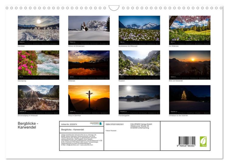 Produktbild: Bergblicke - Karwendel (Wandkalender 2026 DIN A3 quer), CALVENDO Monatskalender
