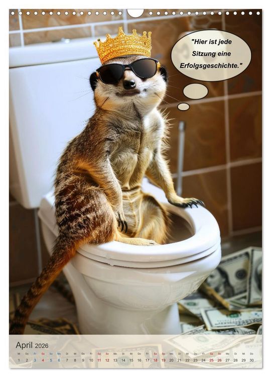 Produktbild: Tierisch lustiger Toilettenhumor (Wandkalender 2026 DIN A3 hoch), CALVENDO Monatskalender